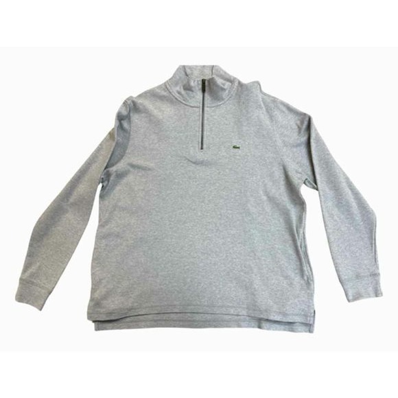 LACOSTE HEATHERED QUARTER ZIP GRAY SWEATER SIZE XXL - Picture 2 of 6
